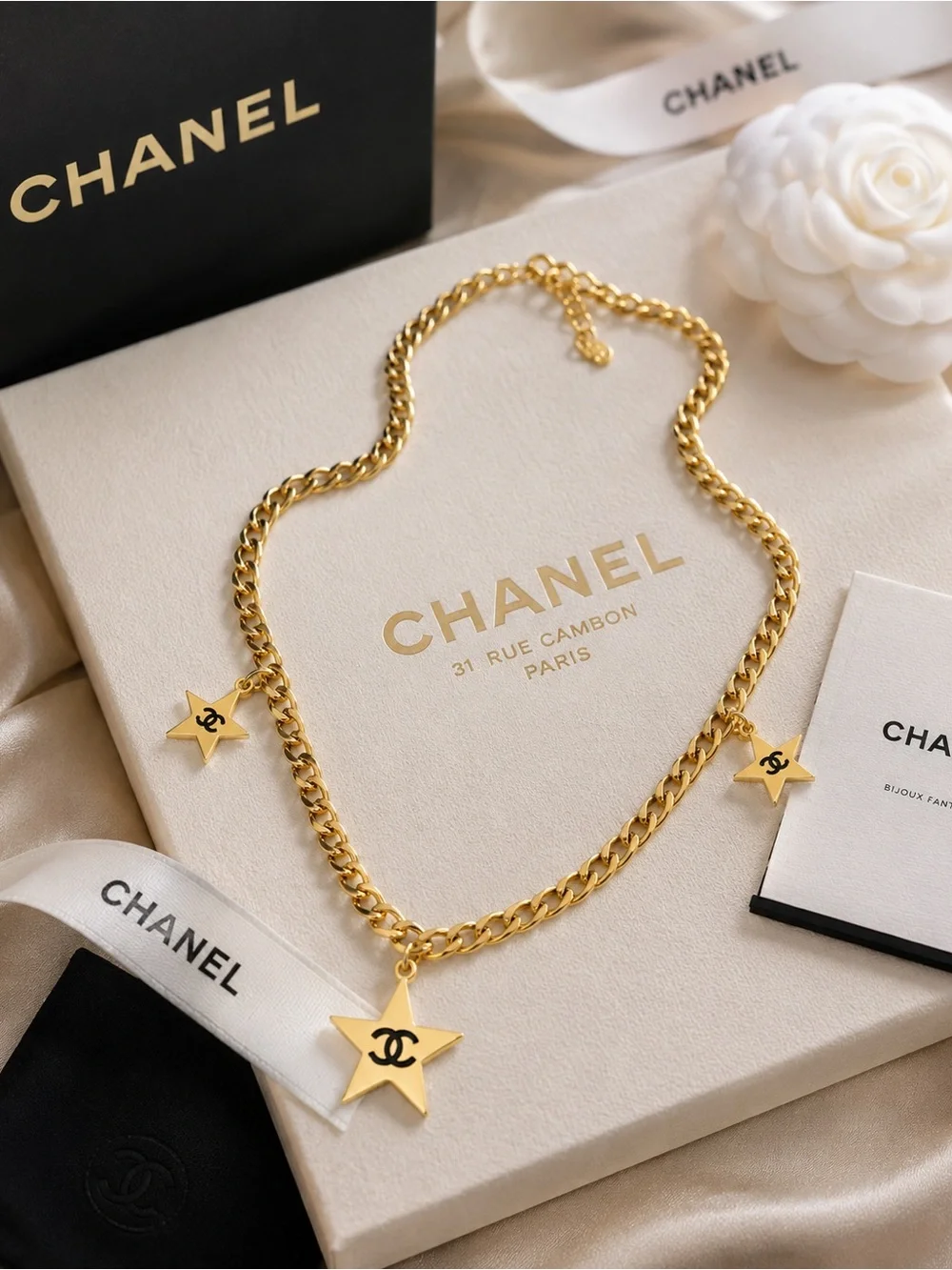 Gold CC Star Charm Necklace